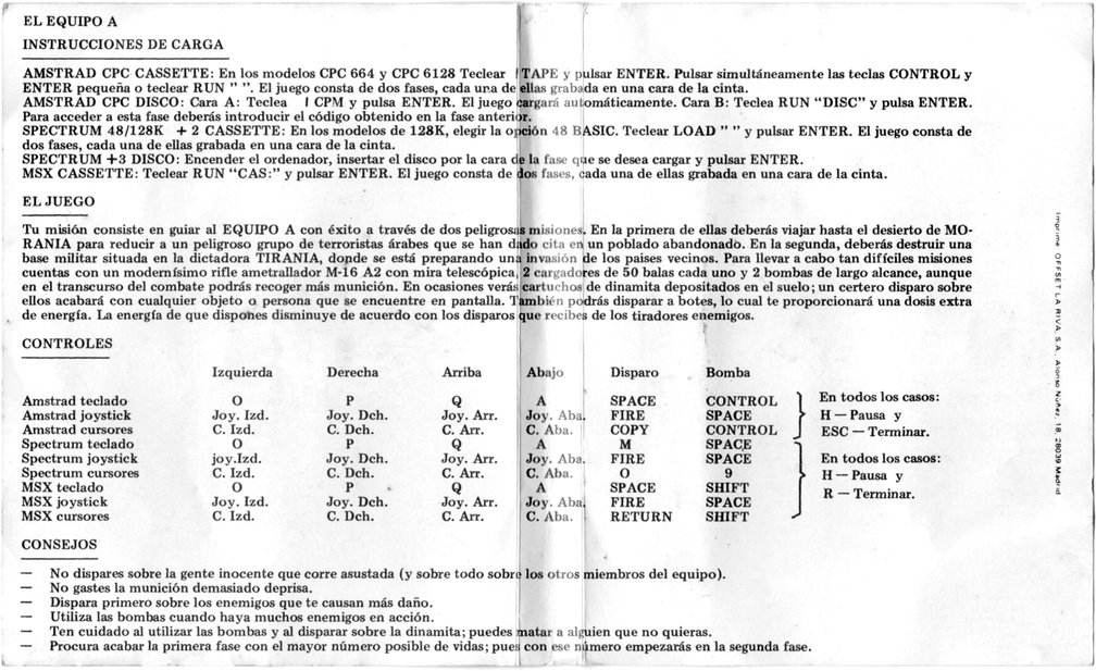 El Equipo A (Doble) Instrucciones